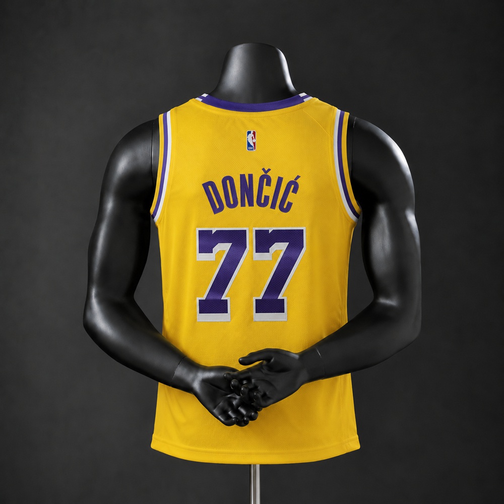 Los Angeles Lakers Icon Edition Doncic #77 NBA Jersey Embroidered Version Foto 2