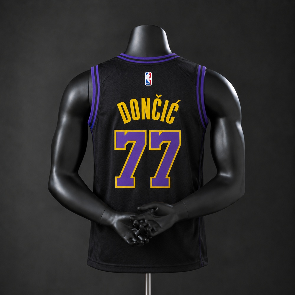 Los Angeles Lakers City Edition Doncic #77 NBA Jersey Embroidered Version Foto 2