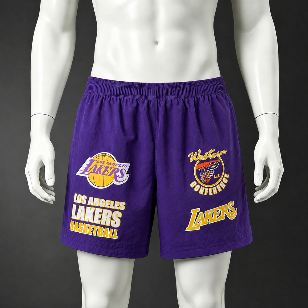 Los Angeles Lakers City Edition Basketball NBA Shorts Silk Version