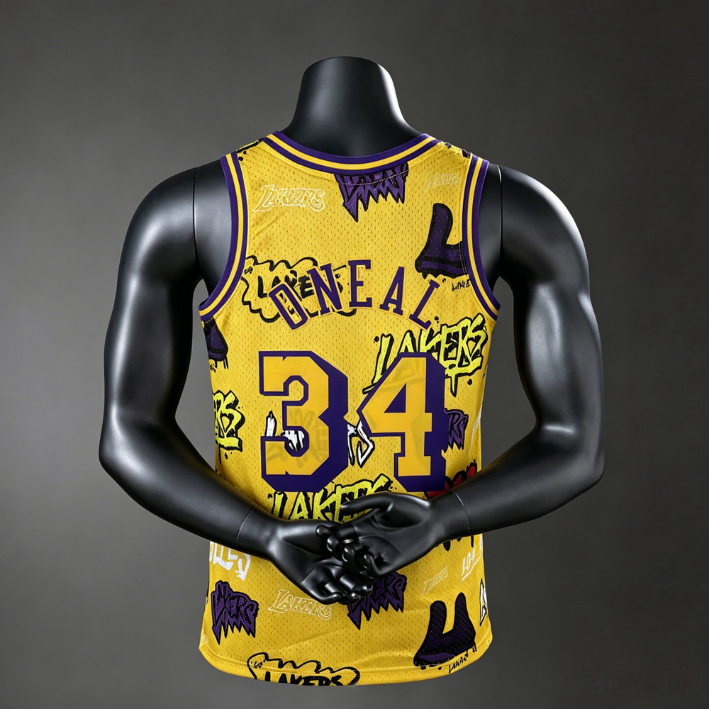 Los Angeles Lakers Classic Edition O'Neal #34 NBA Jersey Silk Version Foto 2