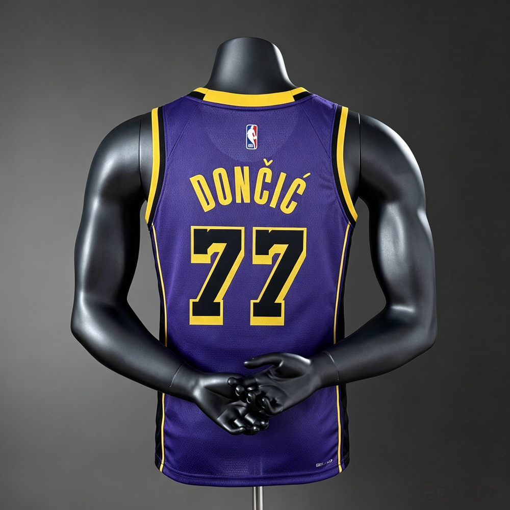 Los Angeles Lakers City Edition Doncic #77 NBA Jersey Silk Version Foto 2