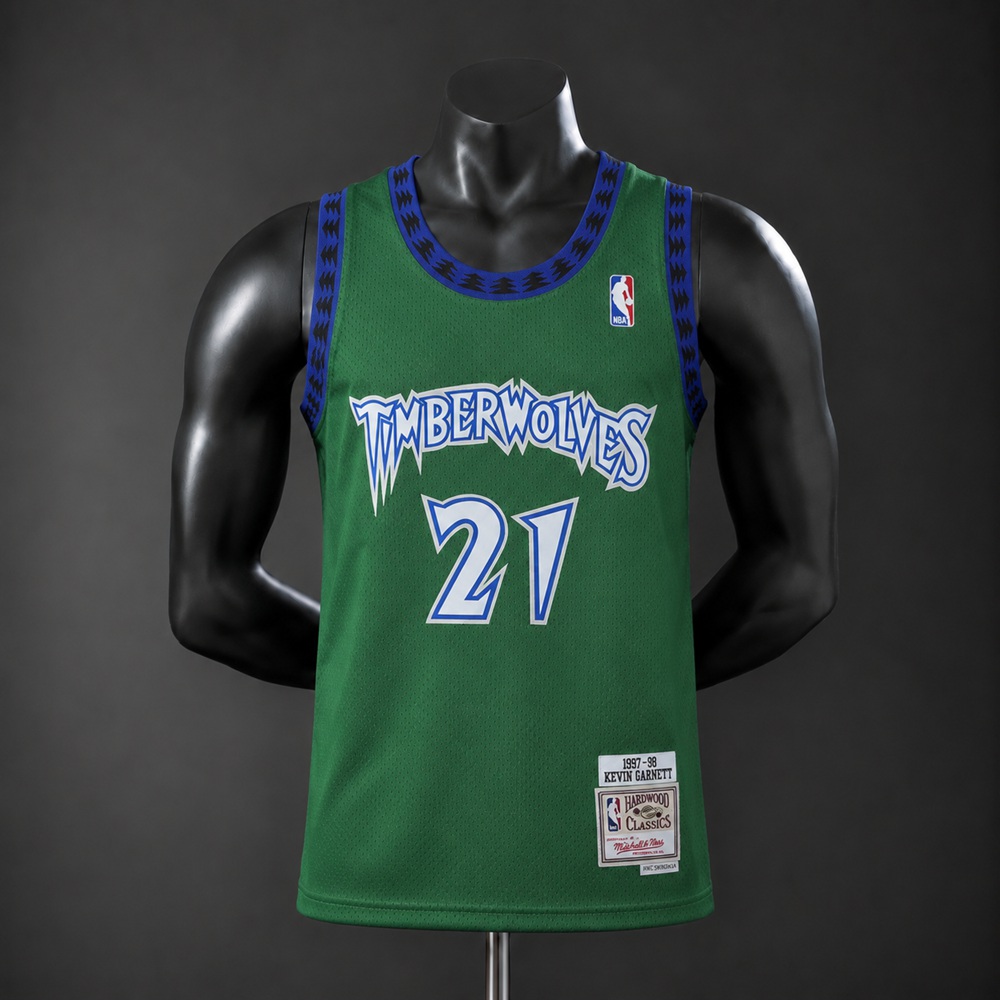 Minnesota Timberwolves Hardwood Classics Kevin Garnett #21 NBA Jersey Embroidered Version