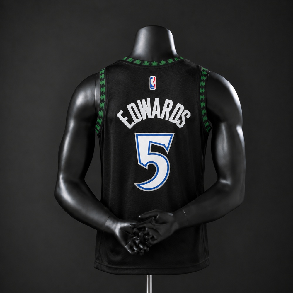 Minnesota Timberwolves City Edition Edwards #5 NBA Jersey Embroidered Version Foto 2