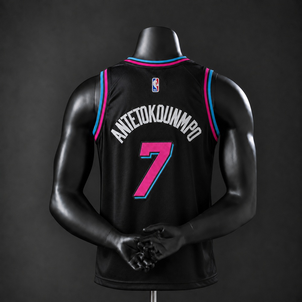 Miami Heat Original Vice Nights Edition Giannis Antetokounmpo #7 NBA Jersey Embroidered Version Foto 2