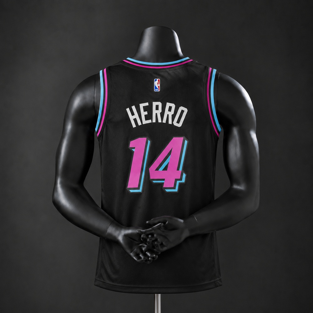 Miami Heat City Edition Herro #14 NBA Jersey Embroidered Version Foto 2