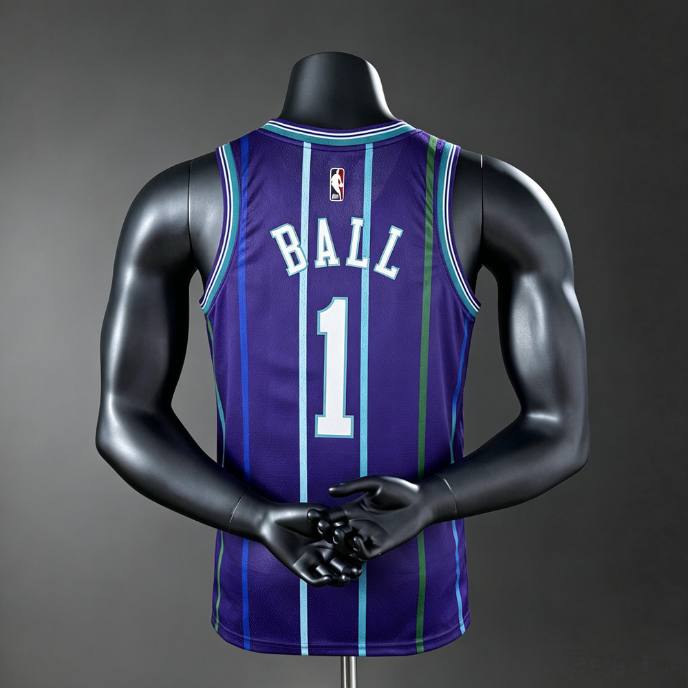 Charlotte Hornets Classic Edition Ball #1 NBA Jersey Silk Version Foto 2