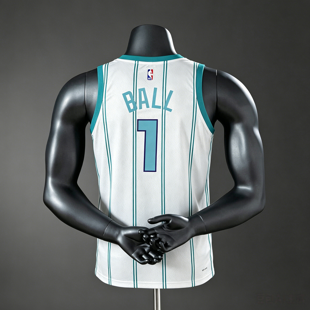 Charlotte Hornets Association Edition Ball #1 NBA Jersey Silk Version Foto 2
