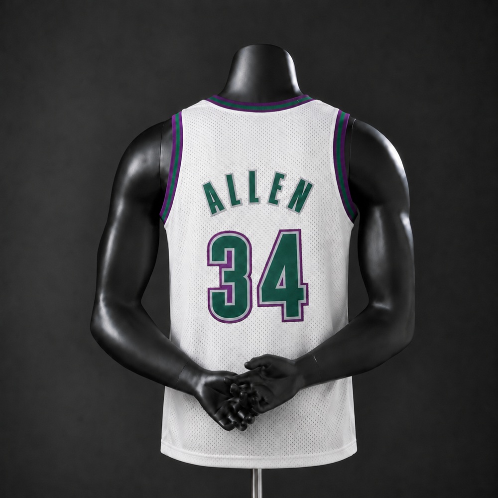 Milwaukee Bucks Hardwood Classics Ray Allen #34 NBA Jersey Embroidered Version Foto 2