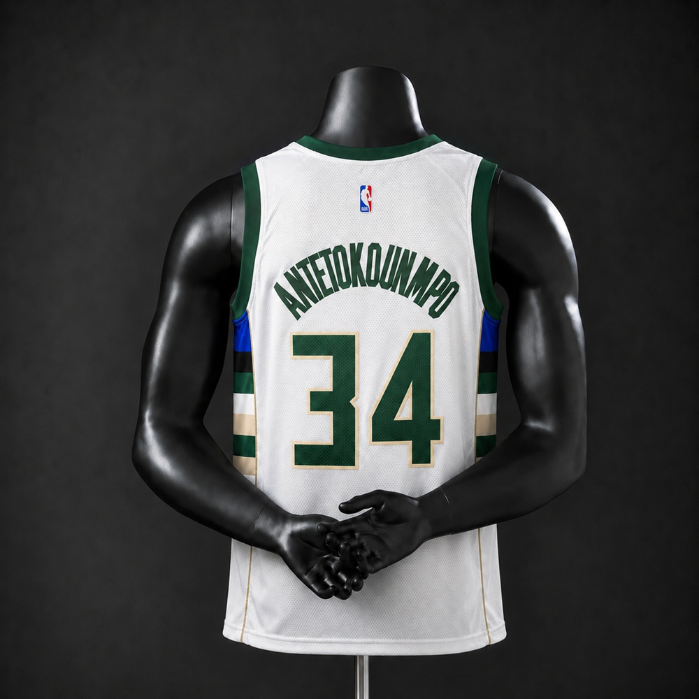Milwaukee Bucks Home Edition Giannis Antetokounmpo #34 NBA Jersey Embroidered Version Foto 2