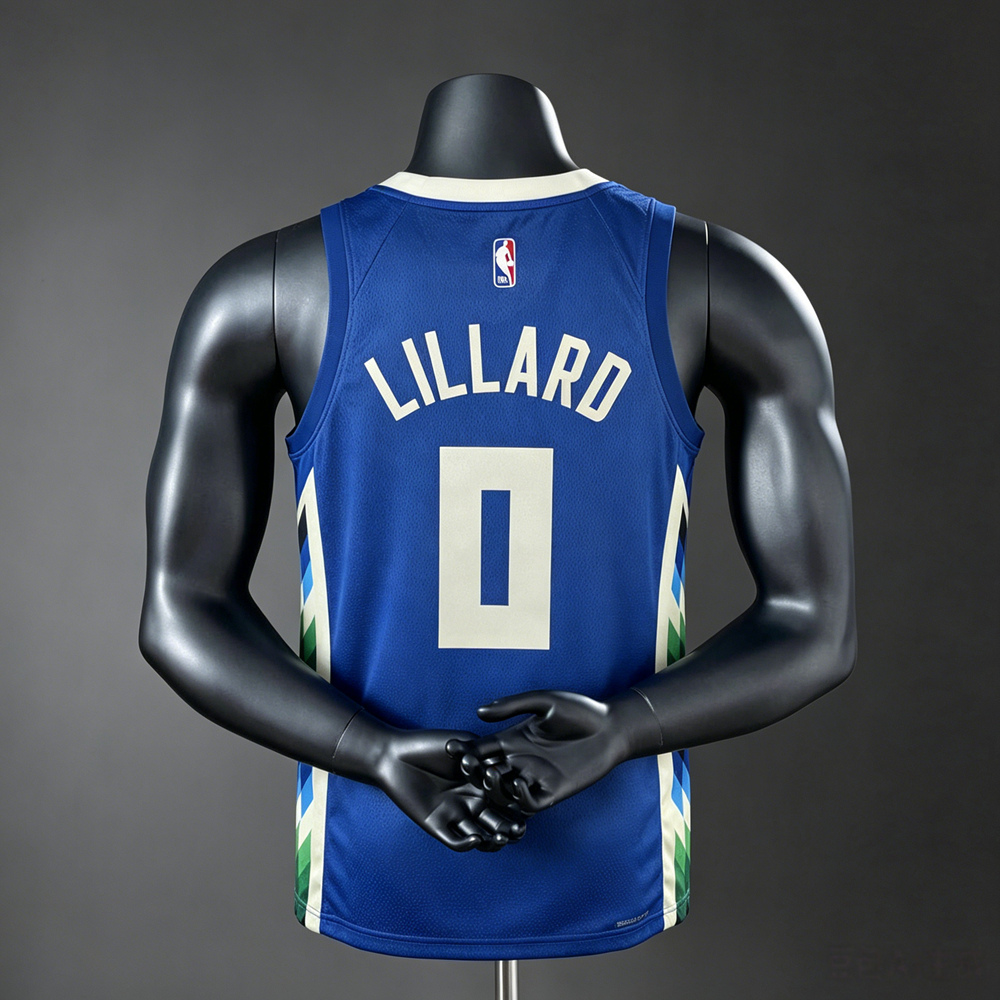 Milwaukee Bucks City Edition Lillard #0 NBA Jersey Silk Version Foto 2