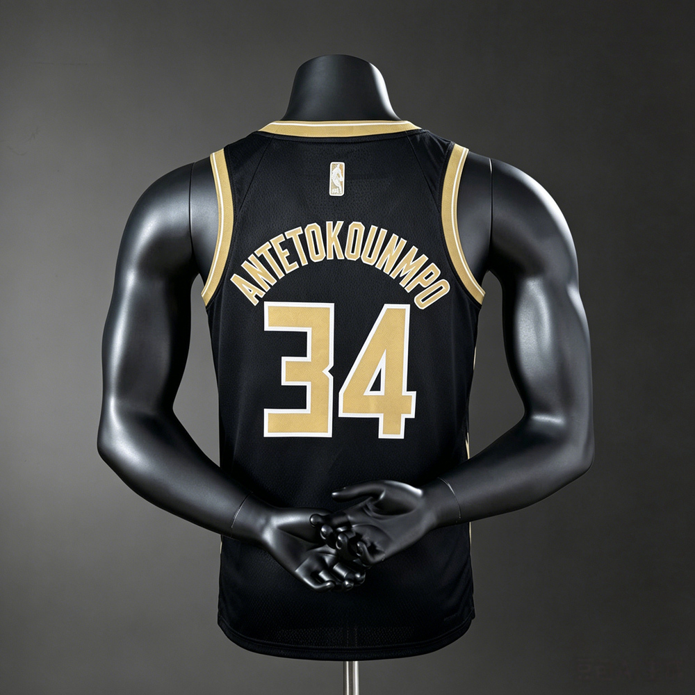 Milwaukee Bucks Icon Edition Antetokounmpo #34 NBA Jersey Silk Version Foto 2