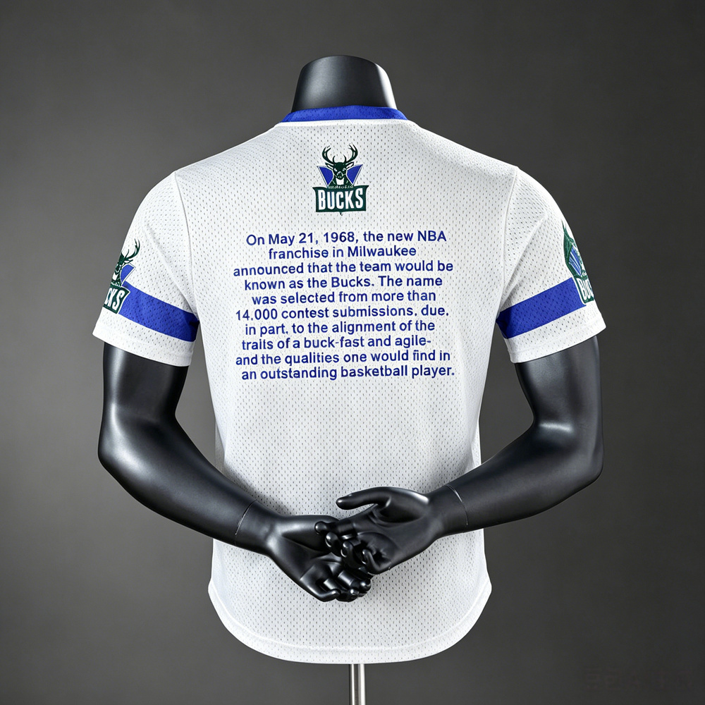 Milwaukee Bucks Retro Edition Team Logo NBA Shooting Shirt Silk Version Foto 2