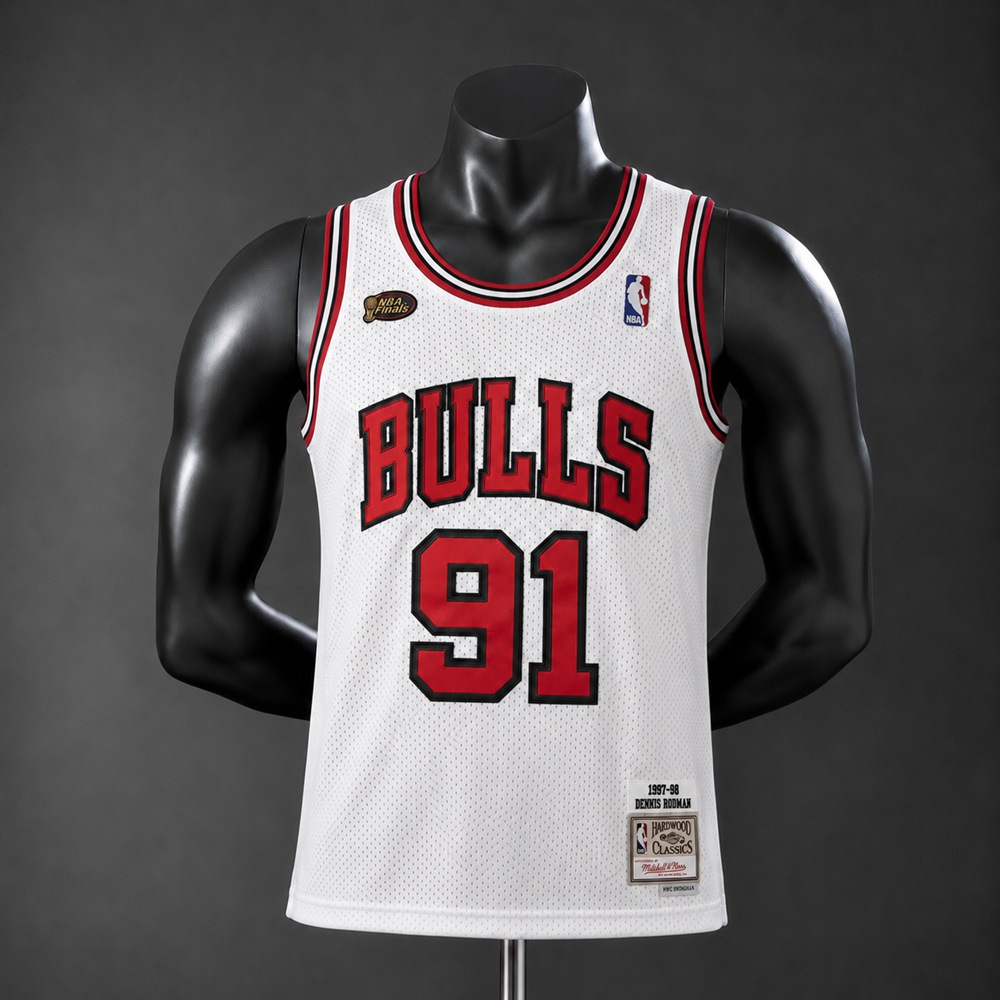 Chicago Bulls Hardwood Classics Rodman #91 NBA Jersey Embroidered Version
