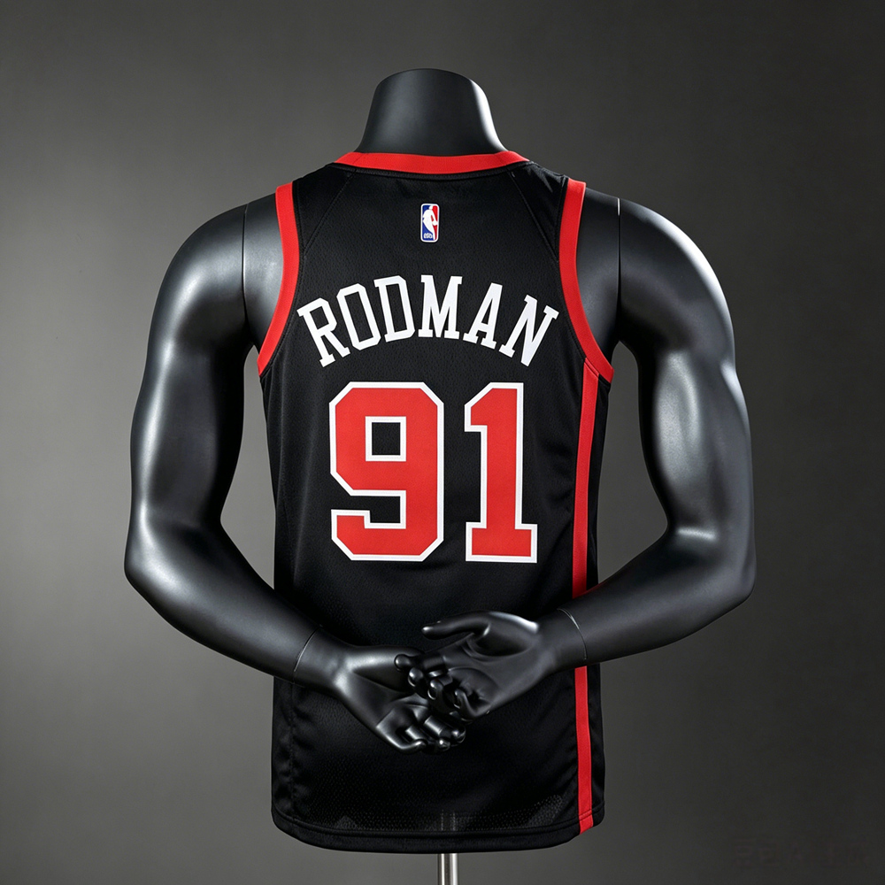Chicago Bulls City Edition Dennis Rodman #91 NBA Jersey Silk Version Foto 2