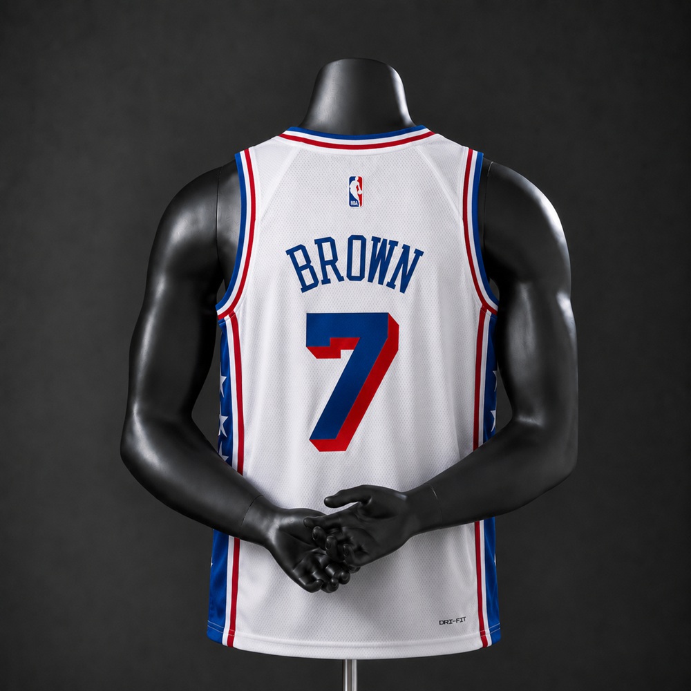 Philadelphia 76ers Association Edition Jaylen Brown #7 NBA Jersey Silk Version Foto 2