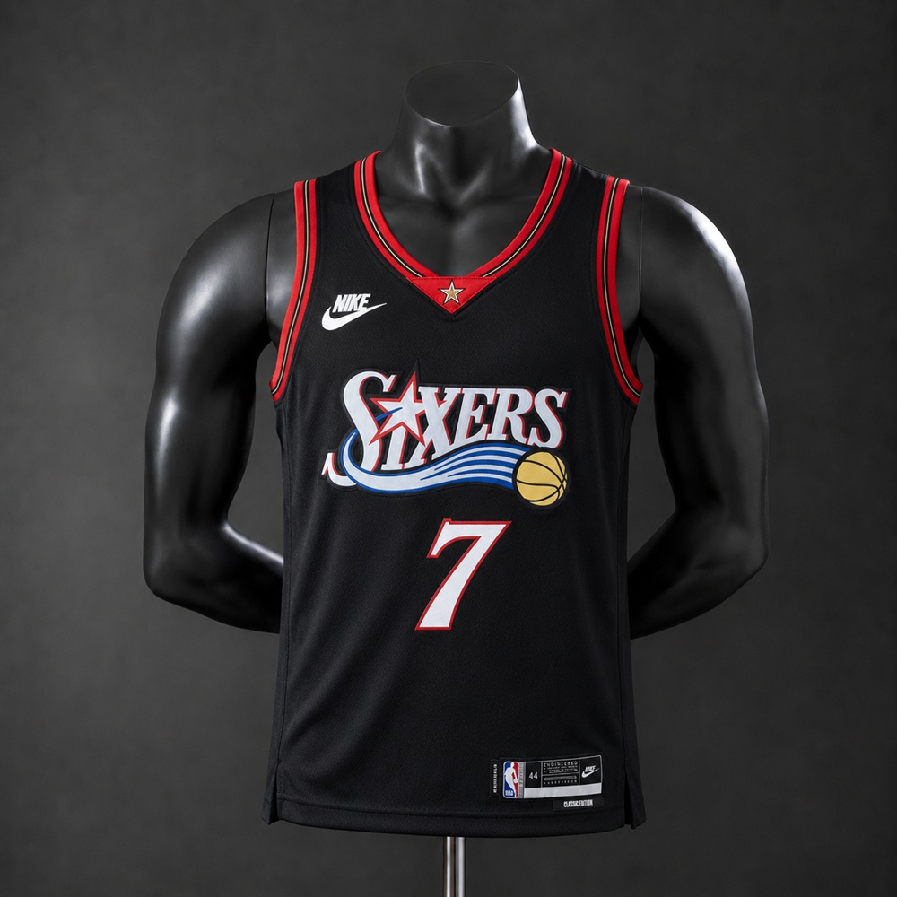 Philadelphia 76ers Hardwood Classic Edition Brown #7 NBA Jersey Silk Version