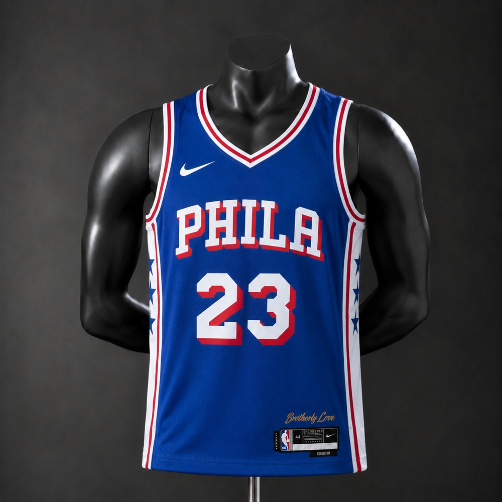 Philadelphia 76ers Icon Edition James #23 NBA Jersey Silk Version