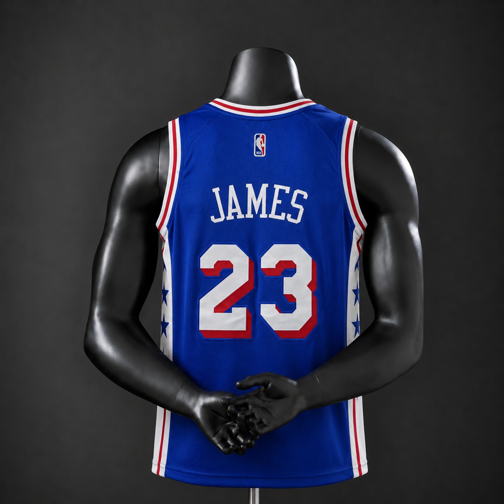 Philadelphia 76ers  Icon Edition LeBron James #23 NBA Jersey Embroidered Version Foto 2