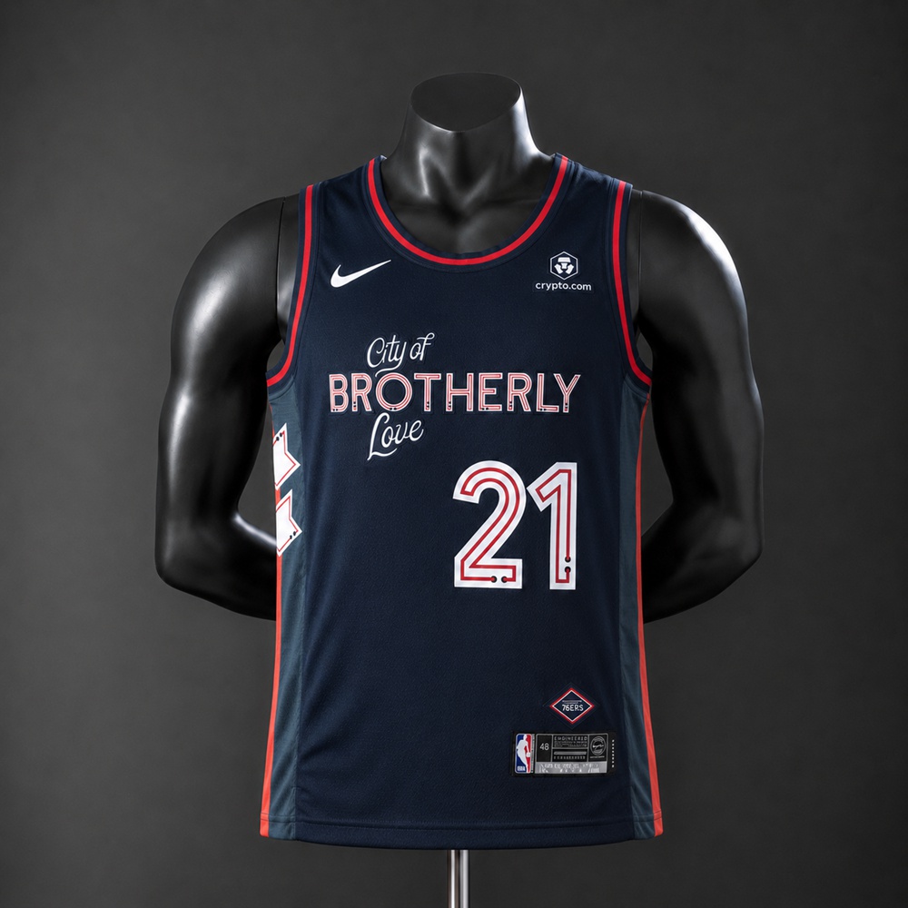 Philadelphia 76ers City Edition Joel Embiid #21 NBA Jersey Embroidered Version