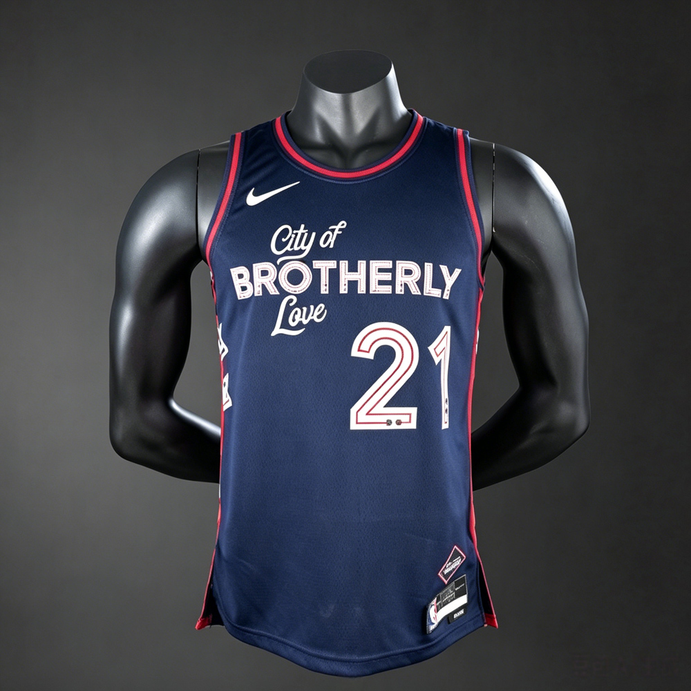 Philadelphia 76ers City Edition Embiid #21 NBA Jersey Silk Version