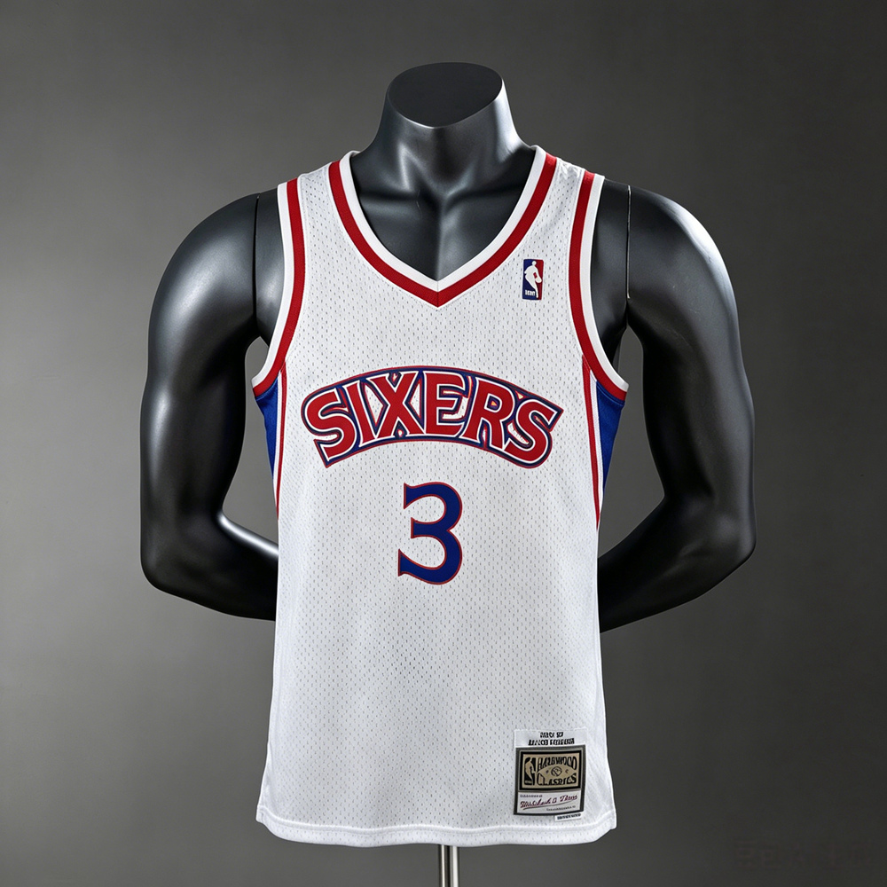 Philadelphia 76ers Hardwood Classics Edition Iverson #3 NBA Jersey Silk Version
