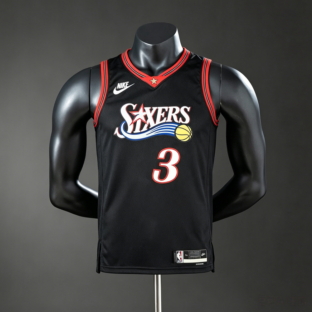 Philadelphia 76ers City Edition Iverson #3 NBA Jersey Silk Version