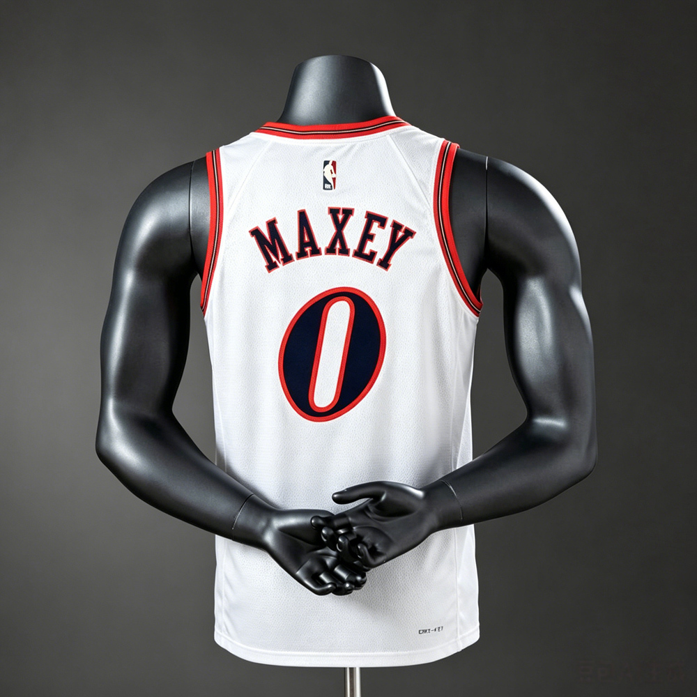 Philadelphia 76ers Classic Edition Maxey #0 NBA Jersey Silk Version Foto 2
