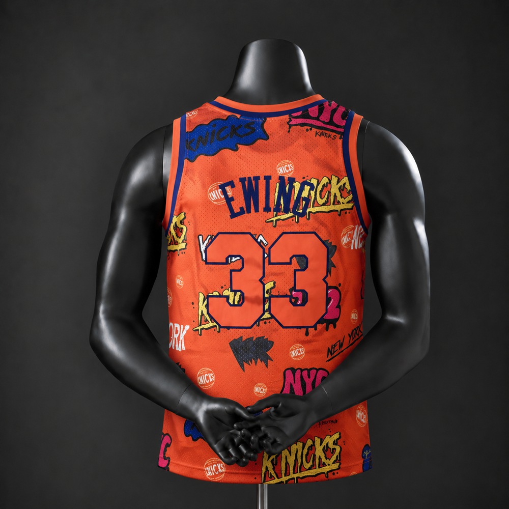 New York Knicks Hardwood Classics Patrick Ewing #33 NBA Jersey Embroidered Version Foto 2