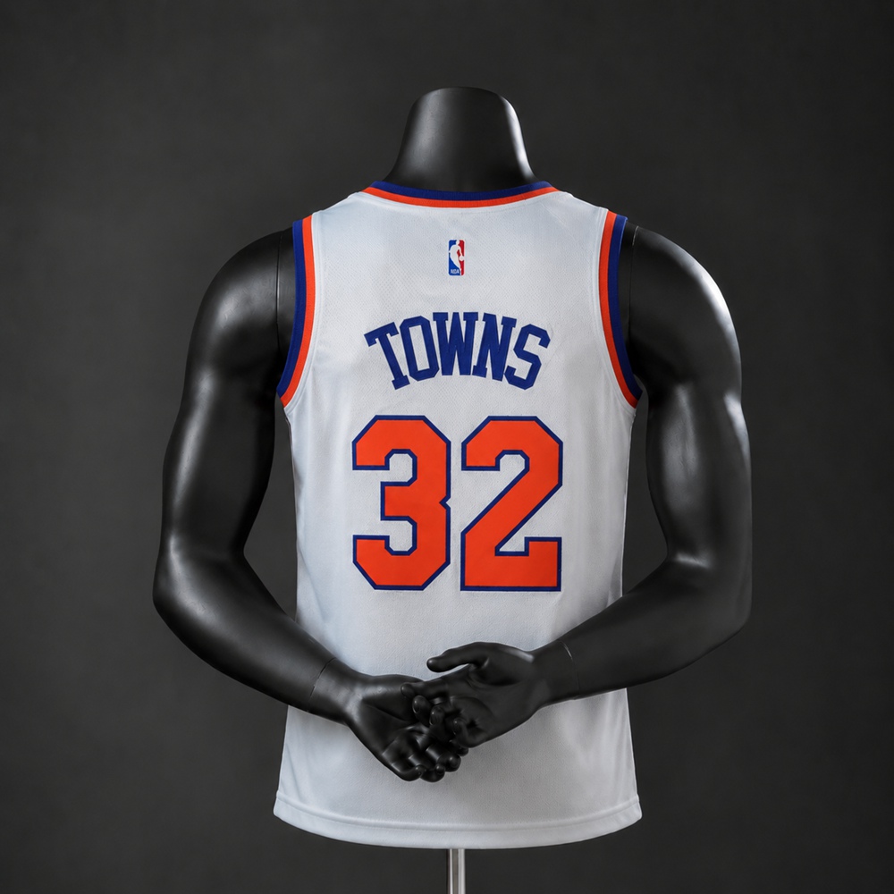 New York Knicks City Edition Karl-Anthony Towns #32 NBA Jersey Embroidered Version Foto 2