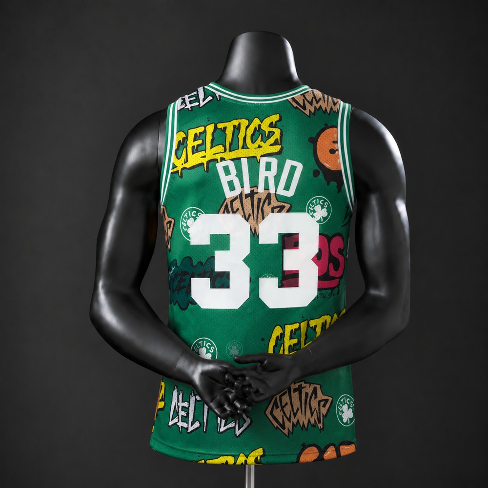 Boston Celtics Graffiti Edition Larry Bird #33 NBA Jersey Embroidered Version Foto 2
